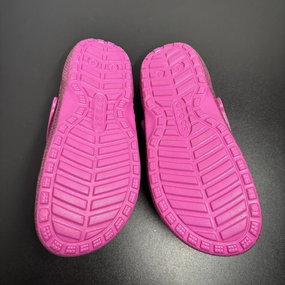 Crocs Classic Glitter Lined‎ Clogs Girls Sz 6 Fushia Pink
